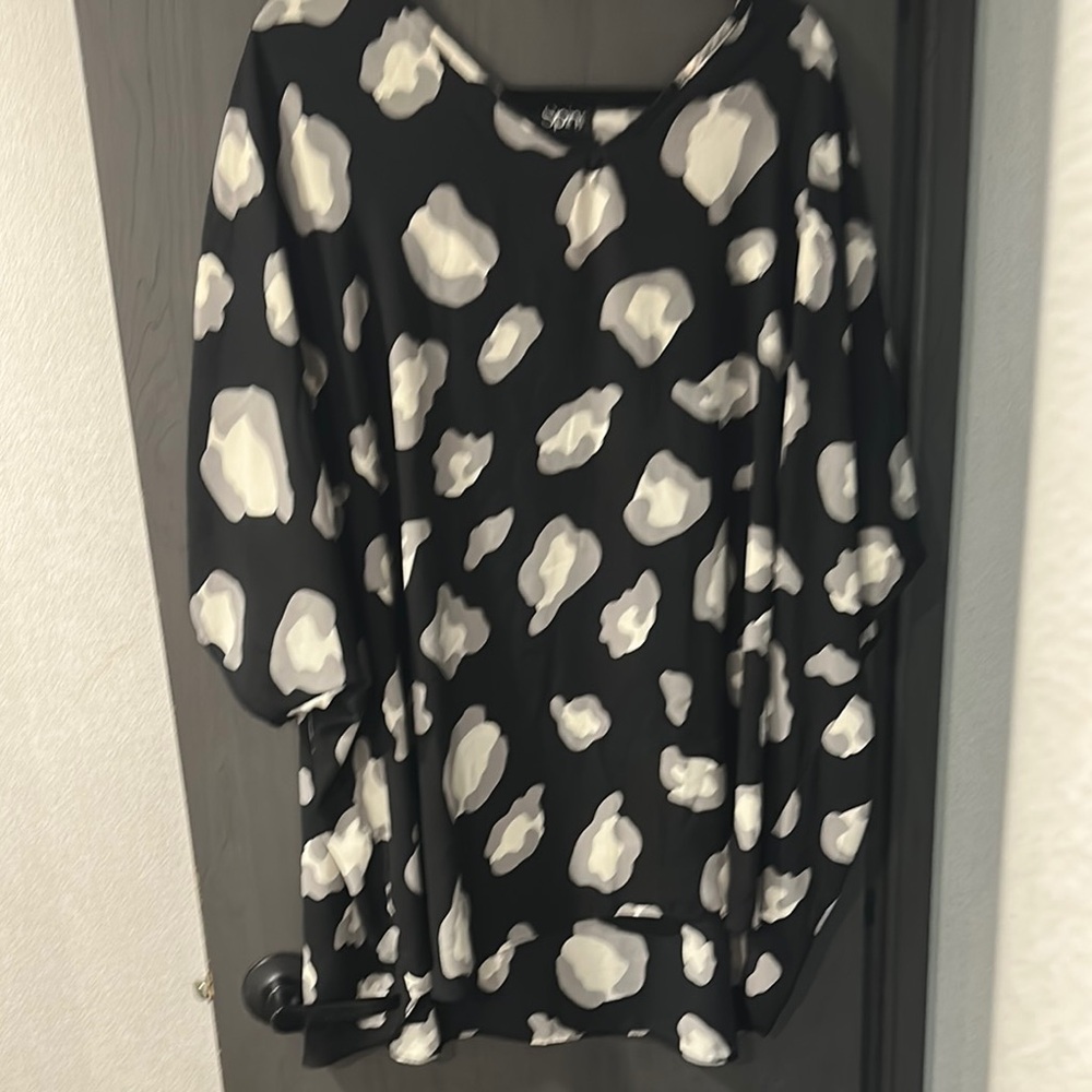 Cato Black and White Oversized Boxy Blouse 3/4 Sleeve